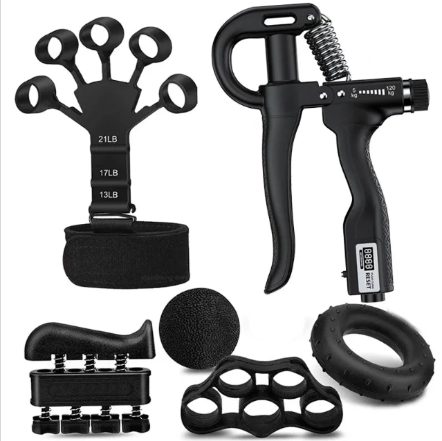Adjustable Hand Grip Strengthener Kit – Grippers, Finger Exerciser & Grip Strength Tool for Home Workout, Climbing, Gaming & Rehab